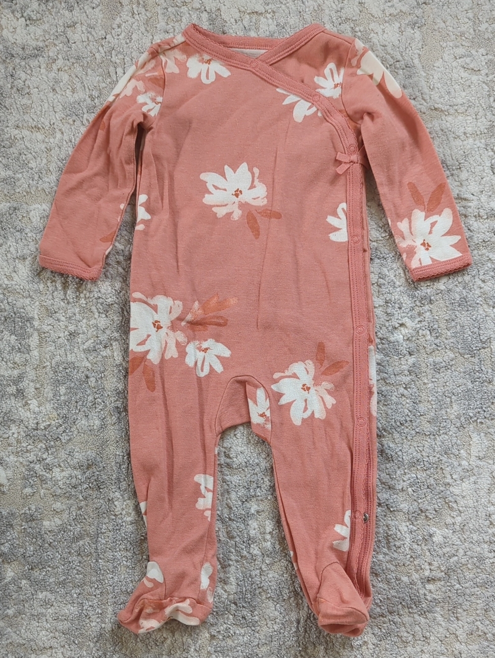 Carter's Dusty Rose Floral Wrap-Front Footie Size 9 Months